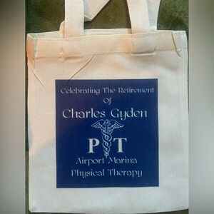 100 pcs Custom Retirement Canvas Tote Bag with Blue Print